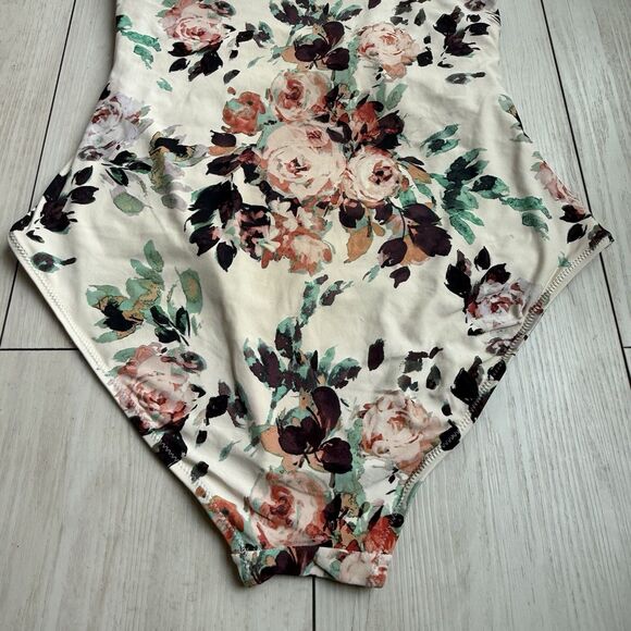 Anthropologie Mermaid Large Maillot One Piece Swimsuit Floral Ruched Keyhole - Picture 8 of 11